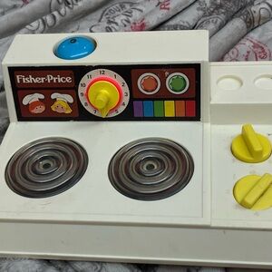 VTG 1978 Fisher Price Toys Fun W/ Food Kitchen Stove Top w/Bell Works Well Toy